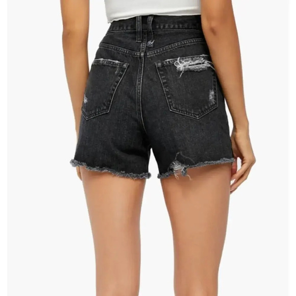 NEW Free People Women Size 27 Black Button Fly Makai Distressed Denim Shorts NWT - Picture 2 of 5